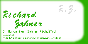 richard zahner business card